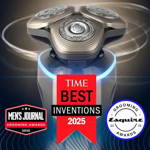 Philips Norelco Shaver i9000 Prestige - Wet & Dry Electric Shaver with SenseIQ Pro Technology | White Gold, Triple Lift & Cut System