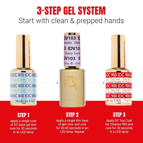 DND Gel Polish Set - Coquette Collection | UV/LED Gel & Air Dry Nail Lacquer Duo - 103 Dainty Lavender, 0.5 Fl Oz