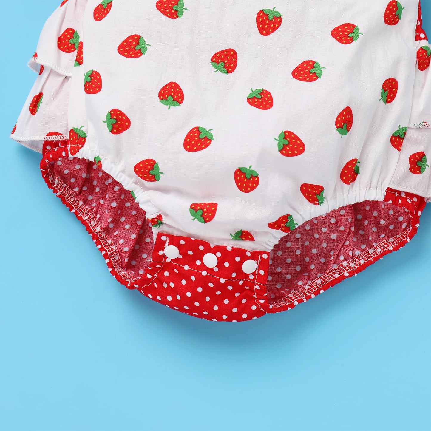 Infant Newborn Baby Girl Romper Toddler First Birthday Cake Smash Outfits Strawberry Polk Dot Print Bubble Romper Photography Outfits Easter First Communion Onesie Red-Strawberry (2PCS) 12-18 Months