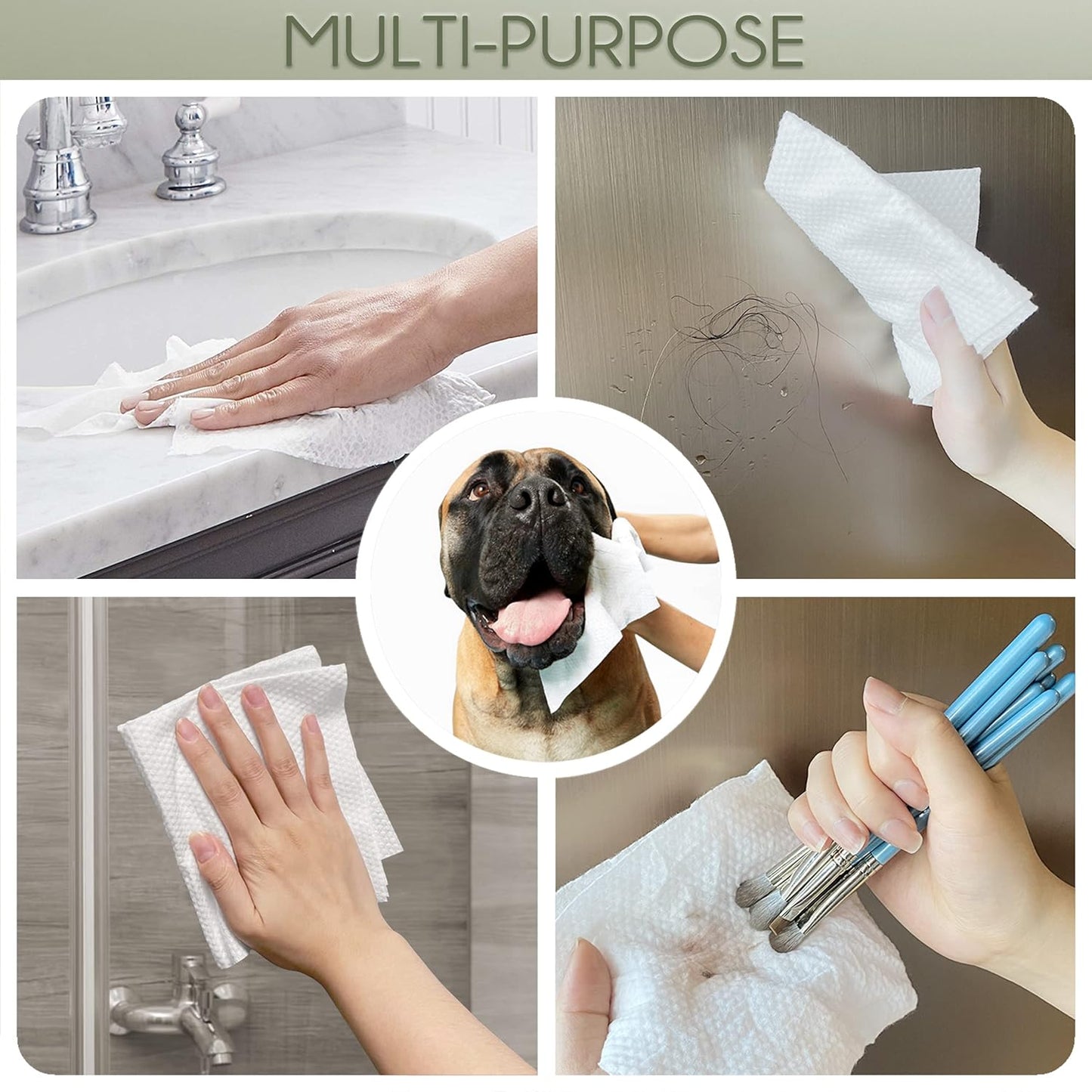 WOWOTEX Disposable Face Towels - Biodegradable Large Dry Wipes | Extra Thick & Soft for Sensitive Skin - 240 Count