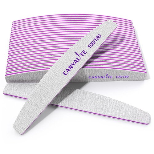 Canvalite Nail Files - 25 PCS Professional Double-Sided Emery Boards | Reusable 100/180 Grit for Salon & Home Use