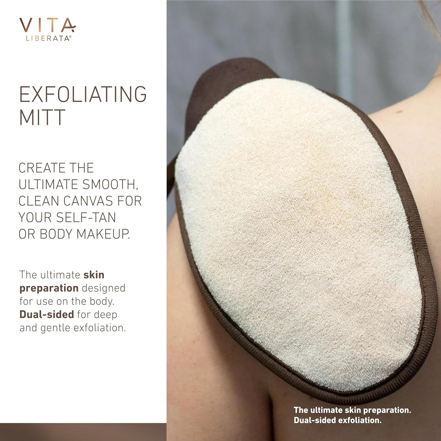 Vita Liberata Exfoliating Mitt - Dual-Sided 2-in-1 for Smooth Skin Texture | Reusable & Vegan