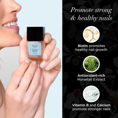 butter LONDON Nail Rescue Base Coat - Strengthens & Restores Damaged Nails | Gluten-Free, 0.2 Fl Oz