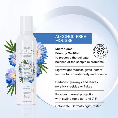 BIOTERA Styling Mousse - Lightweight, Alcohol-Free Formula for Instant Texture & Body | Vegan & Color-Safe