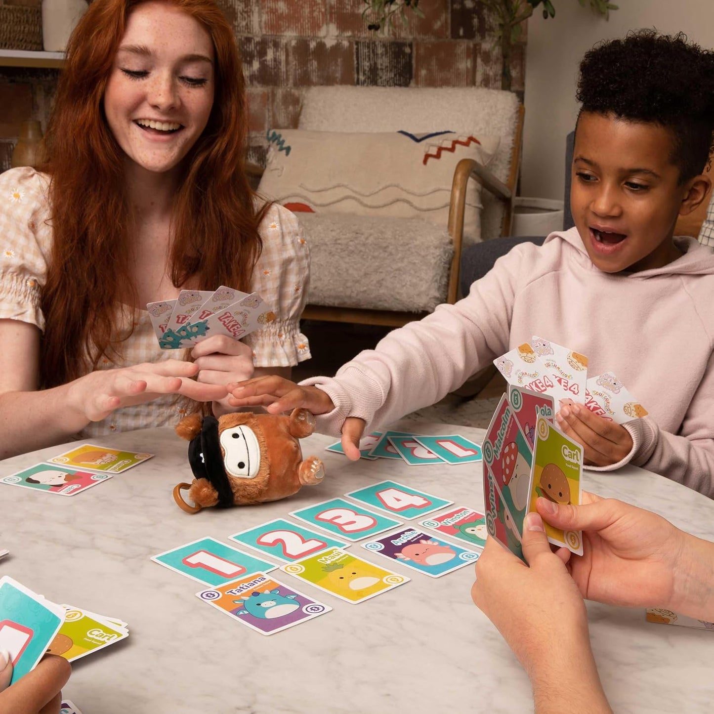 Squishmallows Take4 by Relatable, Exciting Games, Board Games and Card Games for Family Gatherings, Great for Kids Games, Includes 1 Exclusive Collectible Squishmallows, 84 Cards, and Instructions
