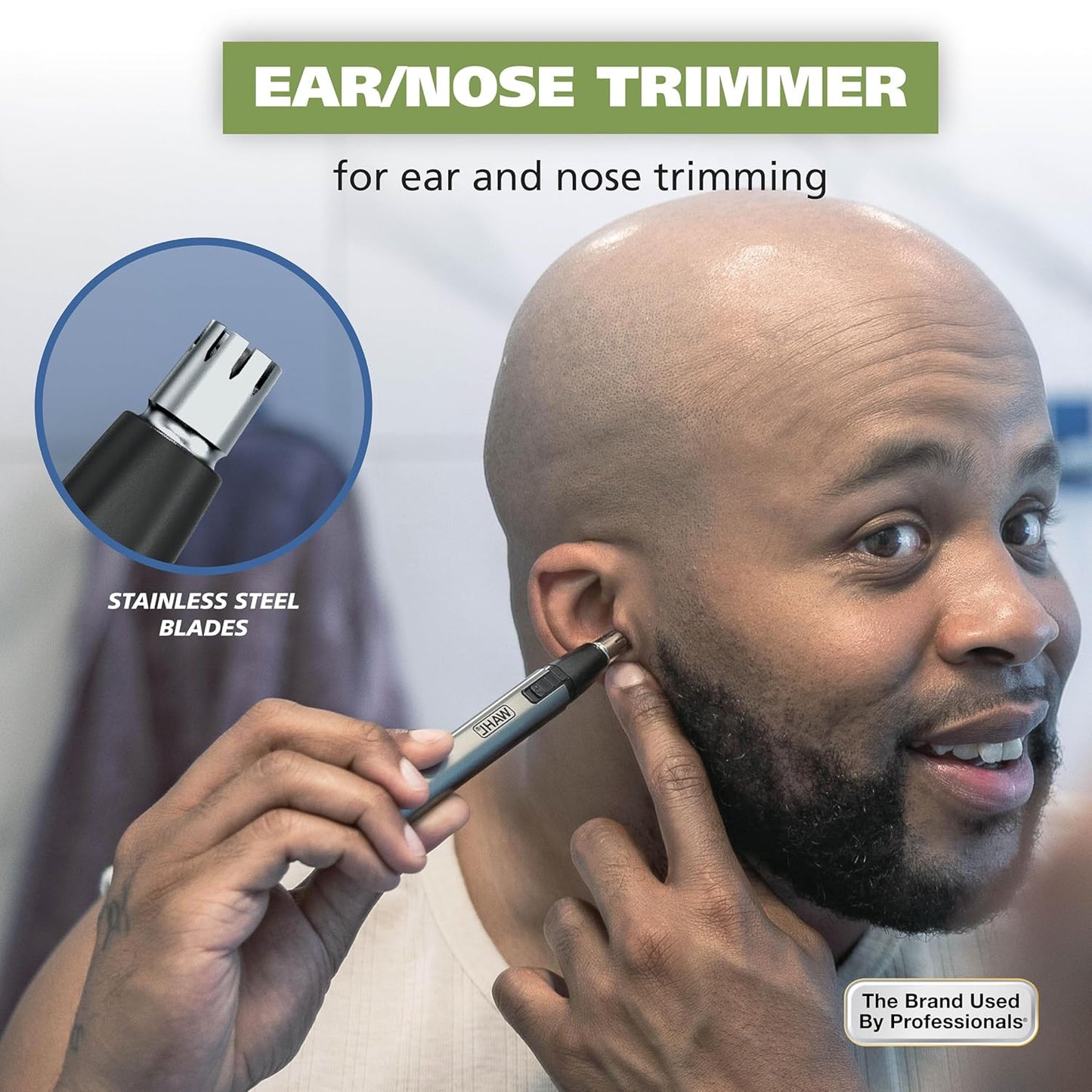 Wahl Micro Groomsman Trimmer - Hygienic Grooming with Rinseable Heads for Eyebrows, Nose & Ears - 05640-600