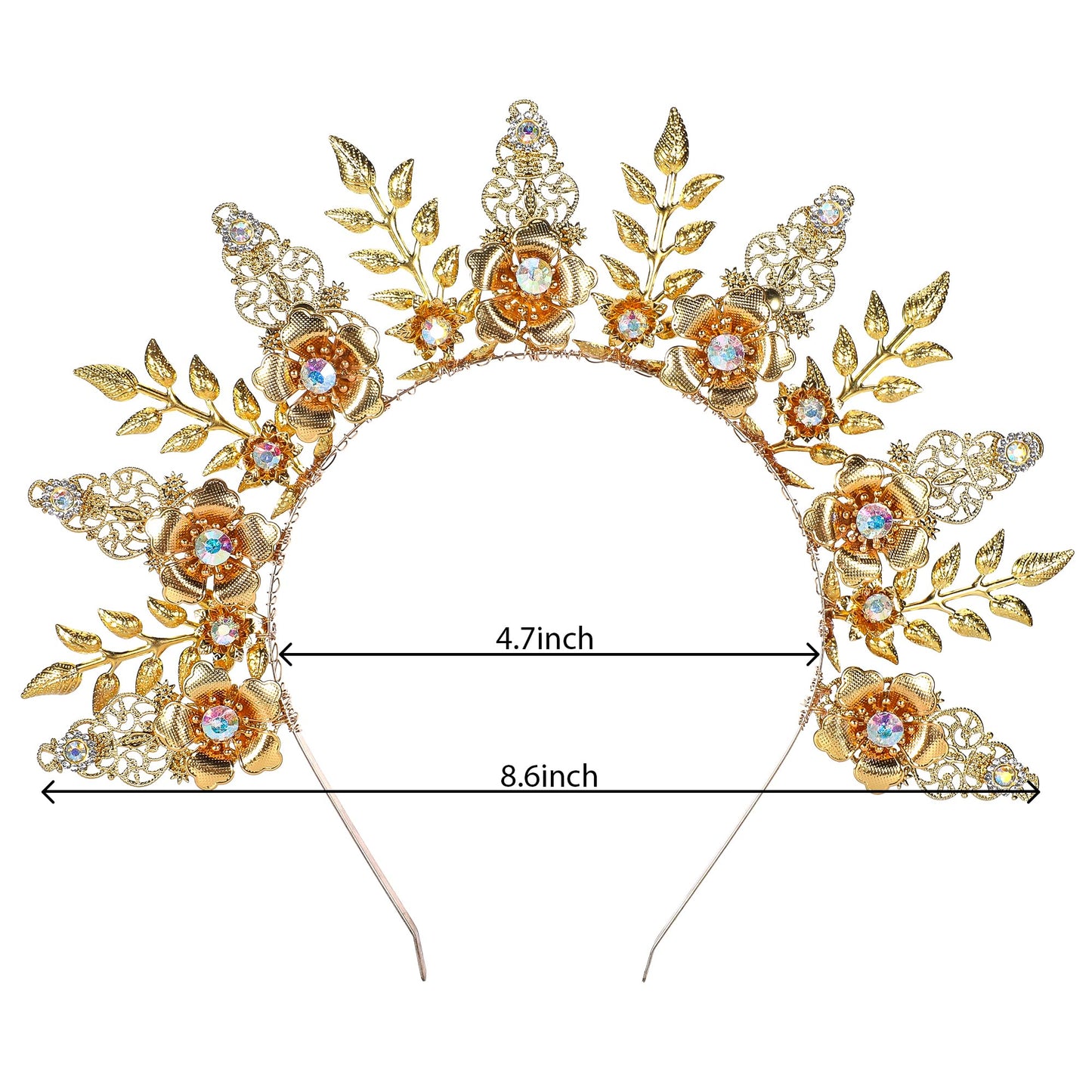 COSUCOS Sunburst Halo Gold Spike Crown - Sun Goddess Headband Crown Helloween Costume Leaves Headpiece Accessories Medusa Adult Crown Women