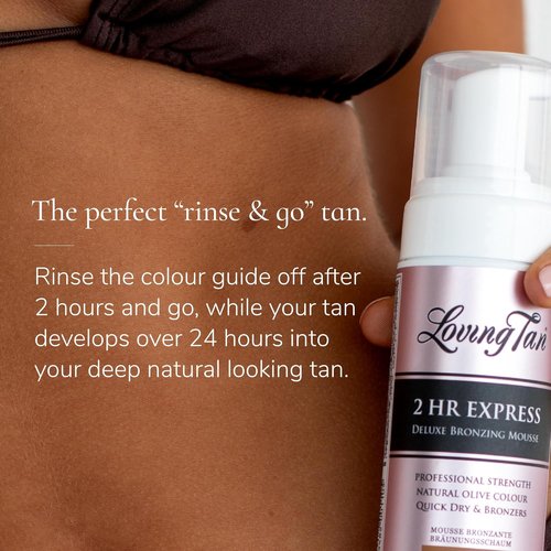 Loving Tan 2HR Express Self Tanner Travel Size Kit - Dark Bronzing Mousse & Applicator Mitt | 1.6 Fl Oz