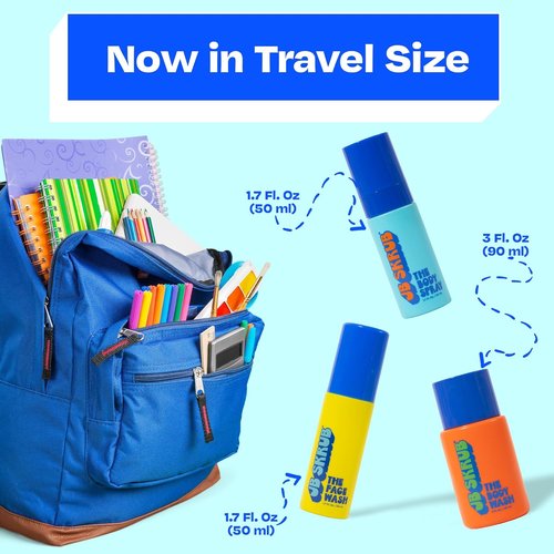 JB SKRUB Junior Travel Trio | Complete Skin Care Set for Kids & Teens - Hydrating Body Wash, Refreshing Spray & Gentle Face Wash