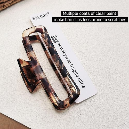 Nalodu Hair Claw Clips 5 Inch Unbreakable Square Rectangle Clip Clamp Neutral Colors for Thick Curly Long Hair Women - 2 Pack