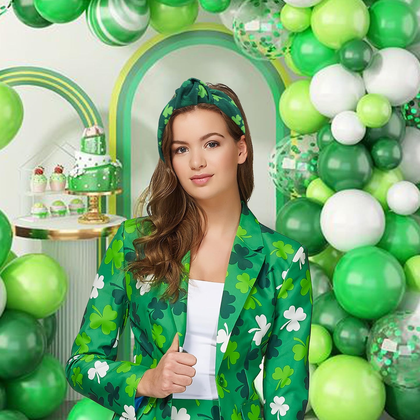 YanJie Knotted Clover Shamrock Headbands - Wide Hair Bands for Women and Girls, St. Patrick's Day Party Gifts