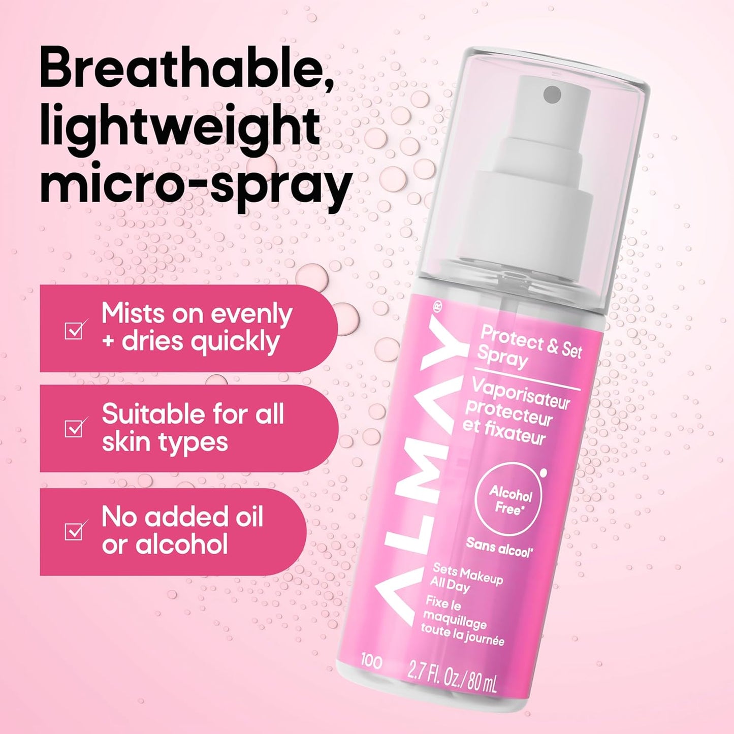 Almay Protect & Set Spray - Hydrating Vegan Makeup Setting Spray | 2.7 fl oz for All-Day Wear