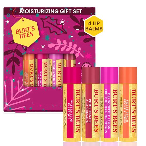Burt's Bees Lip Balm Gift Set - Beeswax Bounty Fruit Mix | Perfect 4-Pack for Gift Baskets, 0.15 oz Each