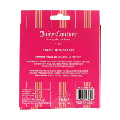 Juicy Couture Lip Gloss Set - 5 Vibrant Shades in Adorable Packaging for Girls & Tweens
