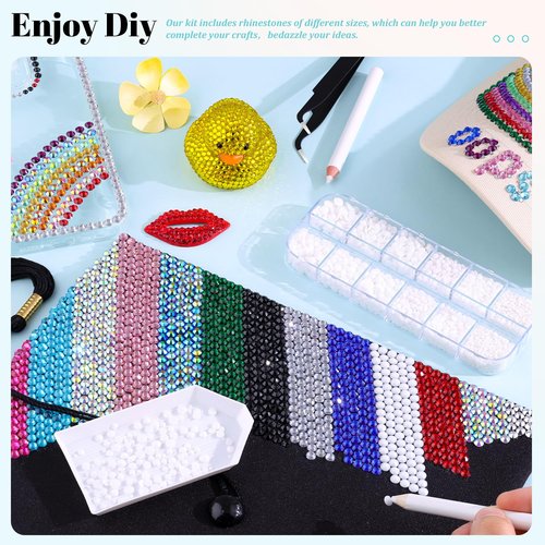 12100Pcs Resin Rhinestones for Crafting with 3Pcs 10ml B7000 Jewelry Glue, 2 Boxes Flatback Crystals Diomand (White) for Bedazzling Crafts DIY Nail Art Makeup，Non Hotfix Gems for Clothing Shoes