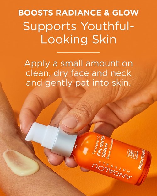 Andalou Naturals Turmeric + Vitamin C Serum - Illuminating Face Treatment for Uneven Tone | 1.1 fl oz