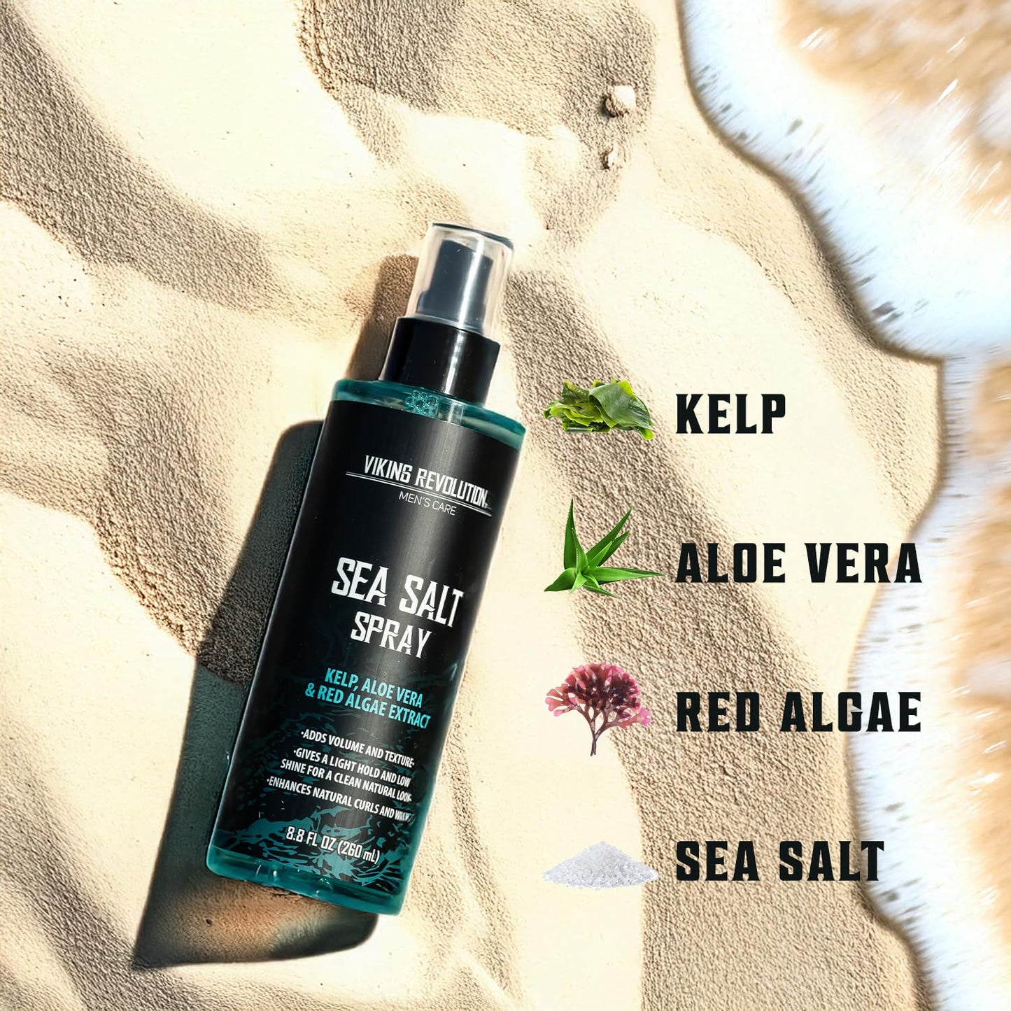 Viking Revolution Sea Salt Spray - Texturizing Hair Spray with Kelp & Aloe Vera | 8.8oz for Beachy Waves