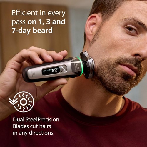 Philips Norelco i9000 Prestige Electric Shaver - Wet & Dry, Dark Slate Nova, SenseIQ Technology, Triple Lift & Cut System