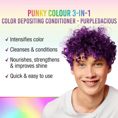 Punky Colour 3-in-1 Color Depositing Conditioner - Purpledacious, Sulfate-Free & Vegan, 8.5 fl oz