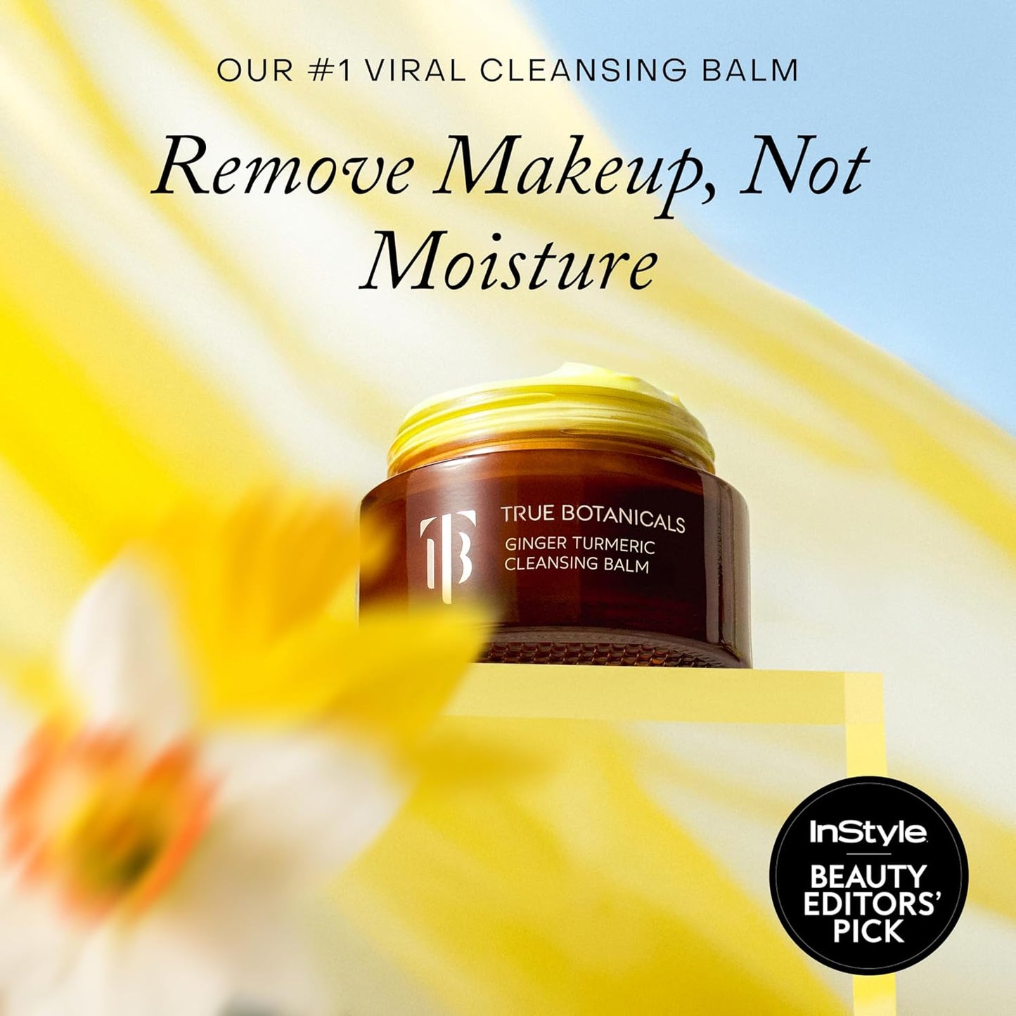 True Botanicals Ginger Turmeric Cleansing Balm - Hydrating Facial Cleanser & Makeup Remover for Dry Skin | Vegan 3.4 fl oz