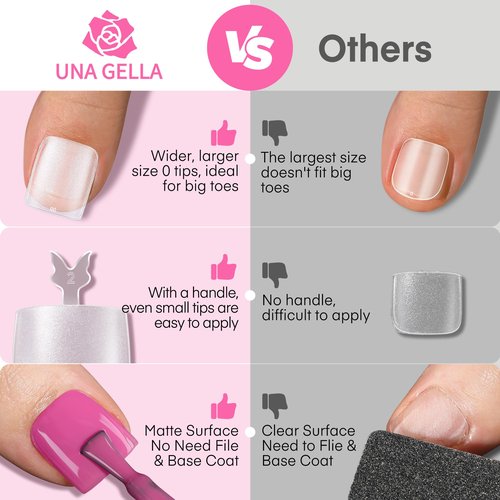 UNA GELLA Square Toe Nail Tips Big Long 312Pcs 15Sizes, Full Cover Soft Gel Toes Nail Tip Pre-etched Fake Acrylic Toe Nail Press Ons For Big Toes Nail Extensions Pedicure Home DIY Nails Salon Soak Off