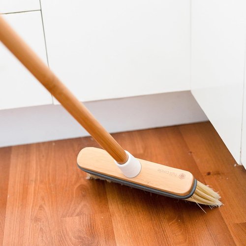 Full Circle Clean Sweep Bamboo Broom - Precision Angled Design for Indoor & Outdoor Use - Ideal for Pet Hair, White