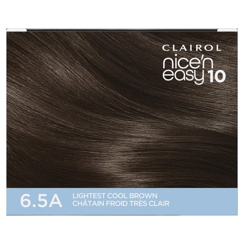 Clairol Nice'N Easy 10 Permanent Hair Dye, 6.5A Lightest Cool Brown Hair Color, Pack of 1