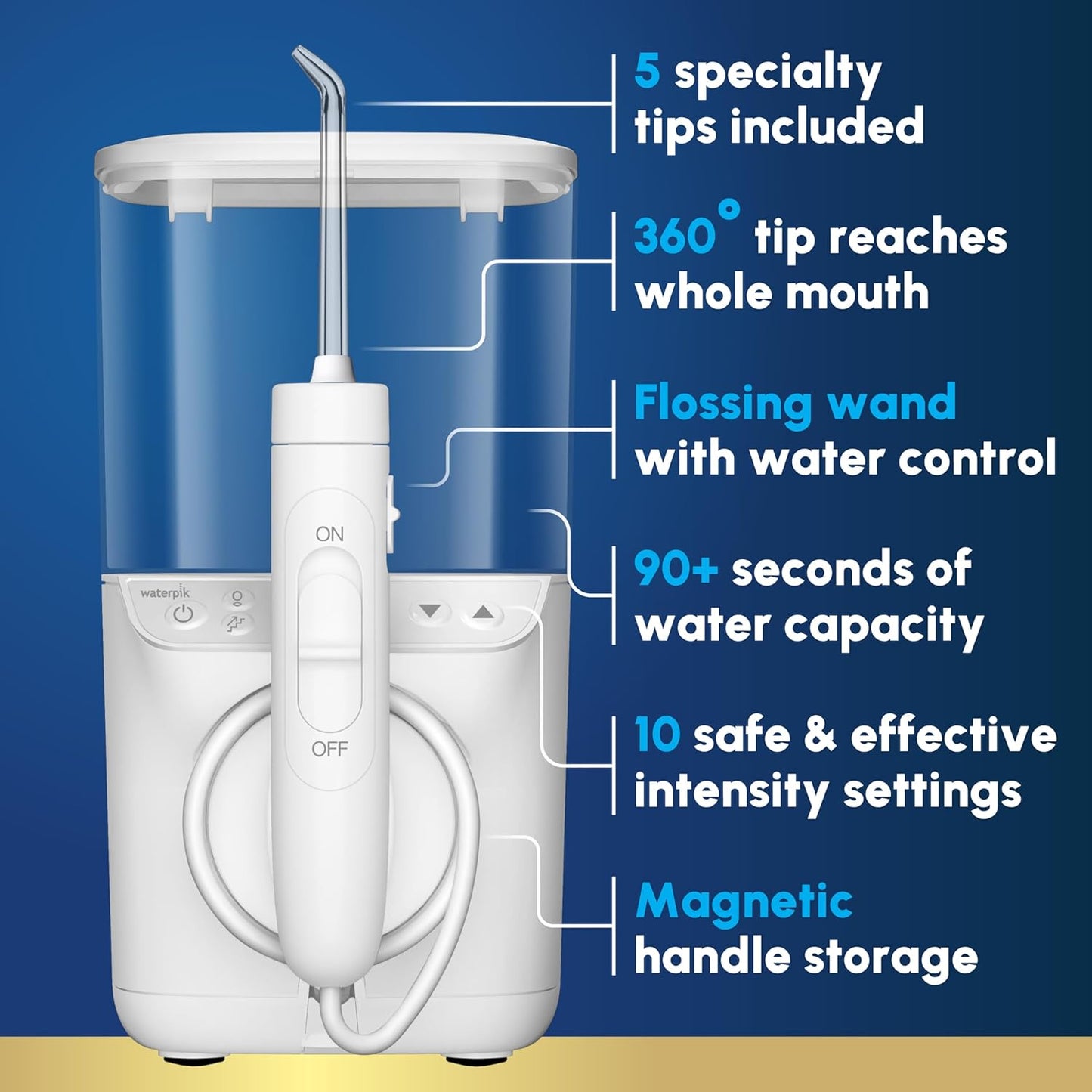 Waterpik Promax Water Flosser - SmartAdvance Mode for Gum Health & Teeth Cleaning | Compact Design, 10 Settings, 5 Tips