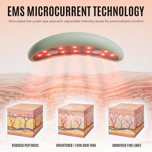 Mario Badescu Red Light + EMS Under Eye Patches - Rechargeable LED Microcurrent Device for Puffiness & Fine Lines