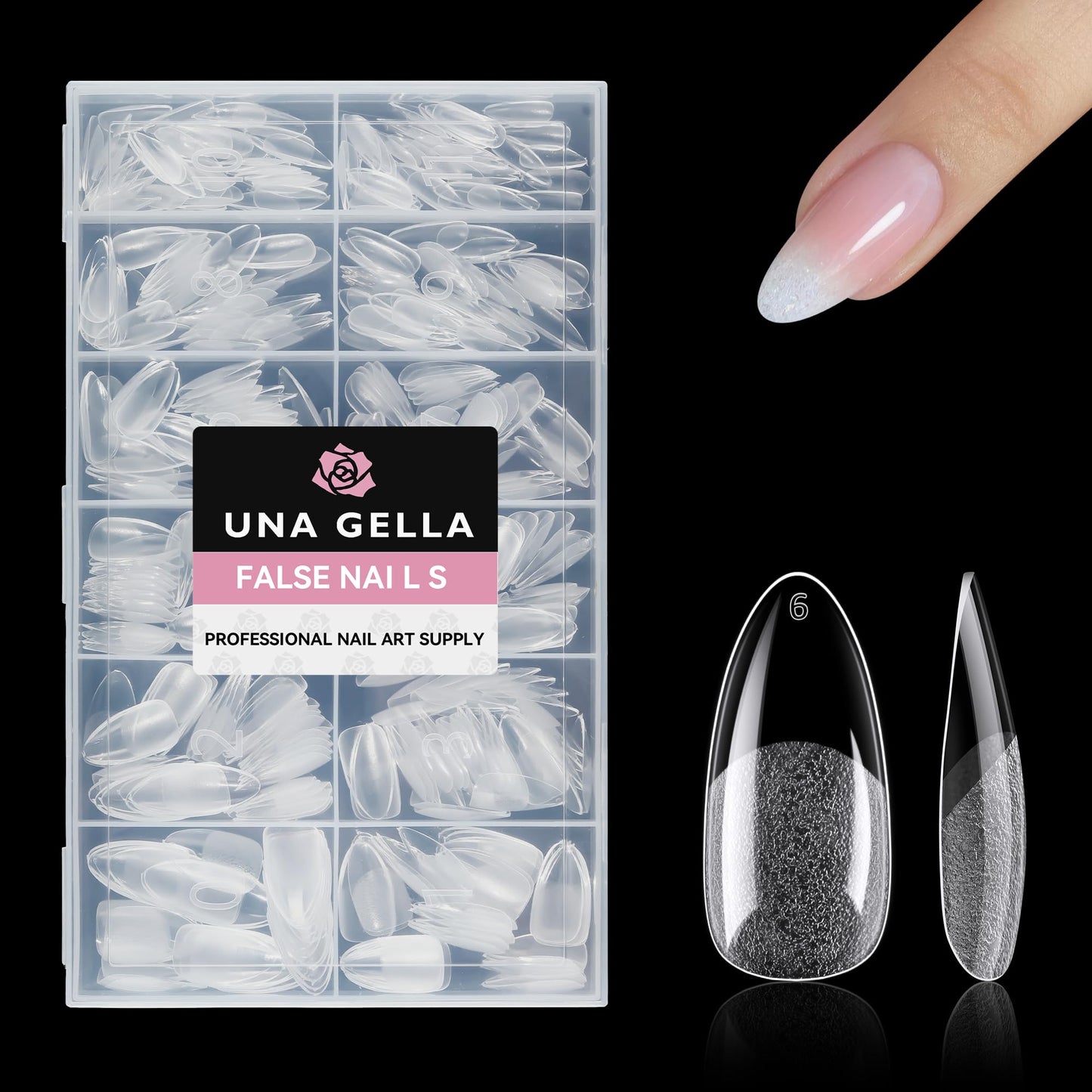 UNA GELLA Nail Tips 504pcs Full Cover Half Matte Fake Nails