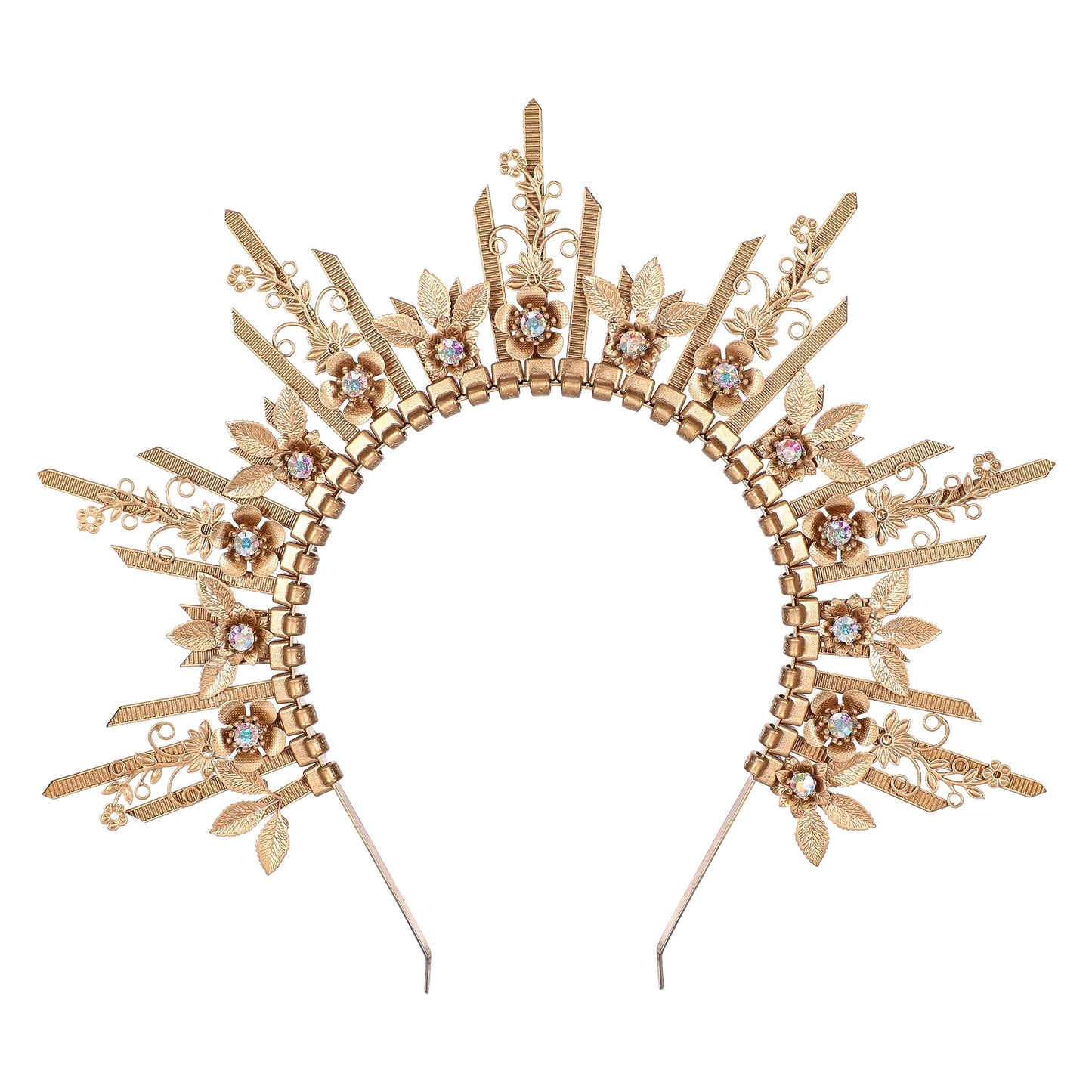 COSUCOS Goddess Halo Sunburst Spike Crown - Cosplay Greek Costume Headband Crown Halloween Liberty Queen Angel Women Halo Headpiece Zip Tie Sun Crown