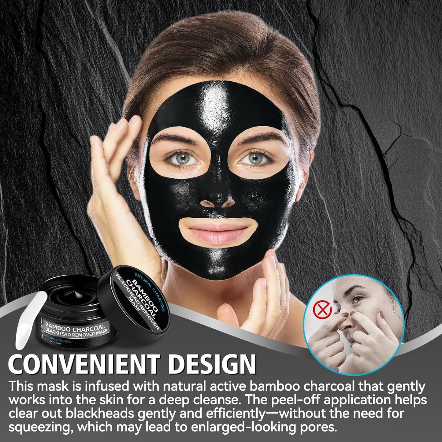 Skiennix Charcoal Peel Off Mask - Deep Cleansing Blackhead Remover for Face & Nose | 4.23 OZ