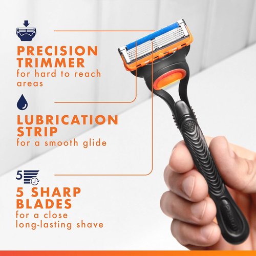 Gillette Fusion5 Razors - Comfortable Shaving with Lubrastrip - Includes 1 Razor & 4 Blade Refills