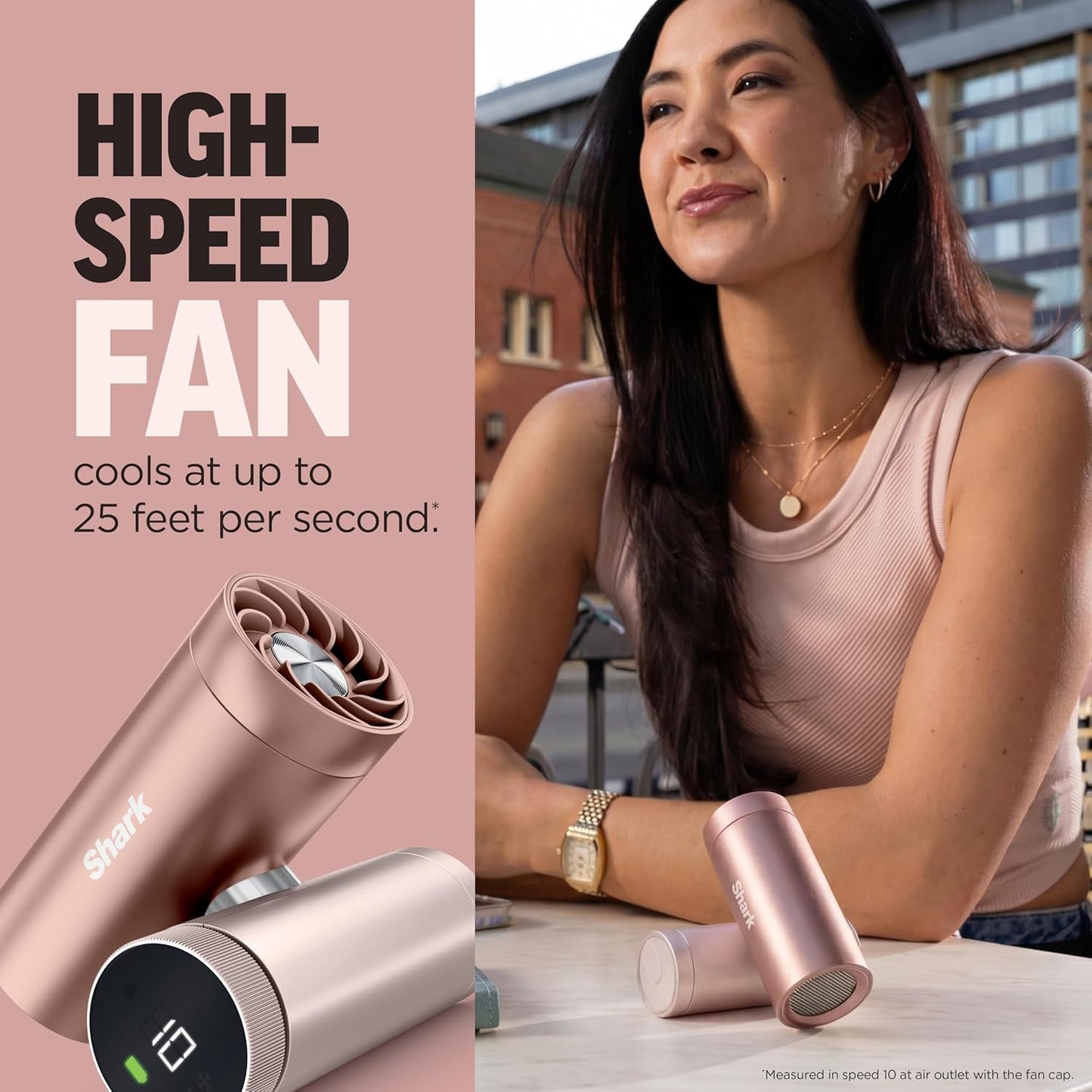 Shark ChillPill - 3-in-1 Personal Cooling System | Portable Fan, InstaChill Plate & Mist - Dragon Fruit, 10 Speeds