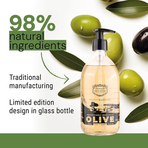 Panier des Sens Olive Oil Hand Soap - Gentle & Moisturizing French Savon de Marseille, 16.6 fl oz