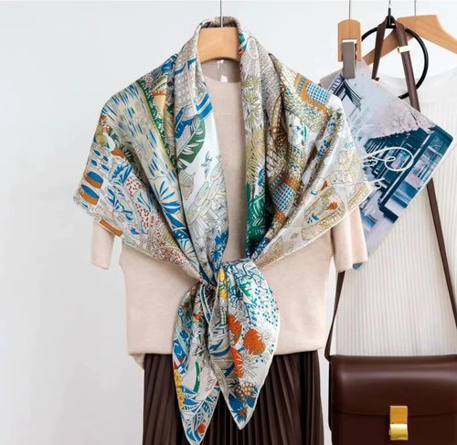 ANDANTINO 100% Silk Scarf - Large 43" Lightweight Square Headscarf & Shawl for Women | Gift-Ready Packaging