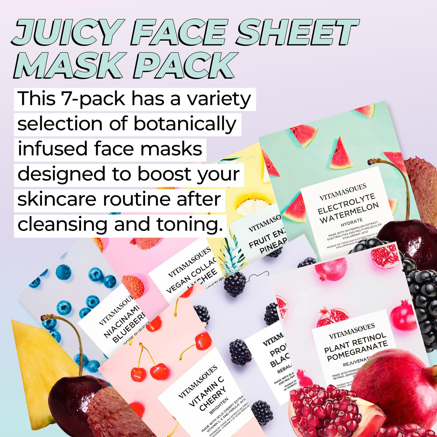 Vitamasques Probiotic Blackberry Face Sheet Mask Facial Mask Rebalances & Repairs Skin with Multi Molecular Hyaluronic Acid - Natural & Biodegradable - Mothers Day Gifts for Mom, Gift for Wife