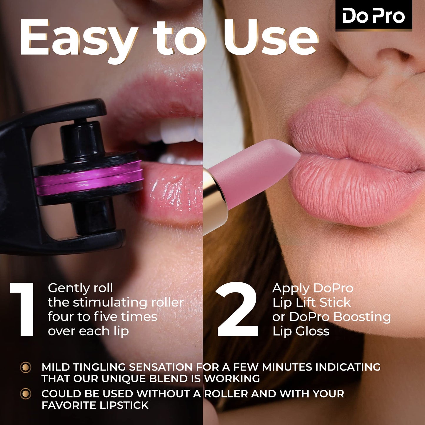 Gentle Lip Lift Stick Boost-In - Plumper Stick with Anti-Aging Stimulating Roller, Plumping Lip Stick with Hyaluronic Acid, Collagen, Vitamin C & E - Volumizing & Hydrating Lip Plumping Serum - 5ml