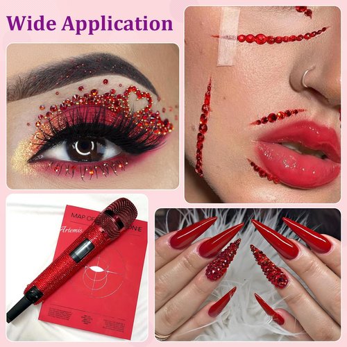 Resin Rhinestones for Crafting with 3Pcs 10ml B7000 Jewelry Glue, 2 Boxes Red Flatback Gems Crystals Diamond for Bedazzling Crafts DIY Nail Art Makeup,Gems for Clothing Tumblers Shoes
