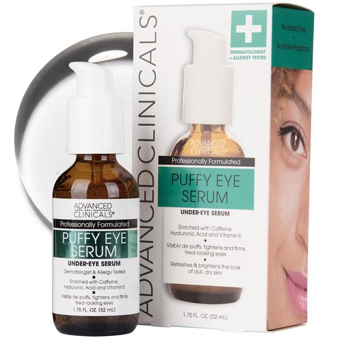 Advanced Clinicals Under Eye Serum - Anti-Aging Vitamin C & Caffeine for Puffiness, Dark Circles | 1.75 Fl Oz