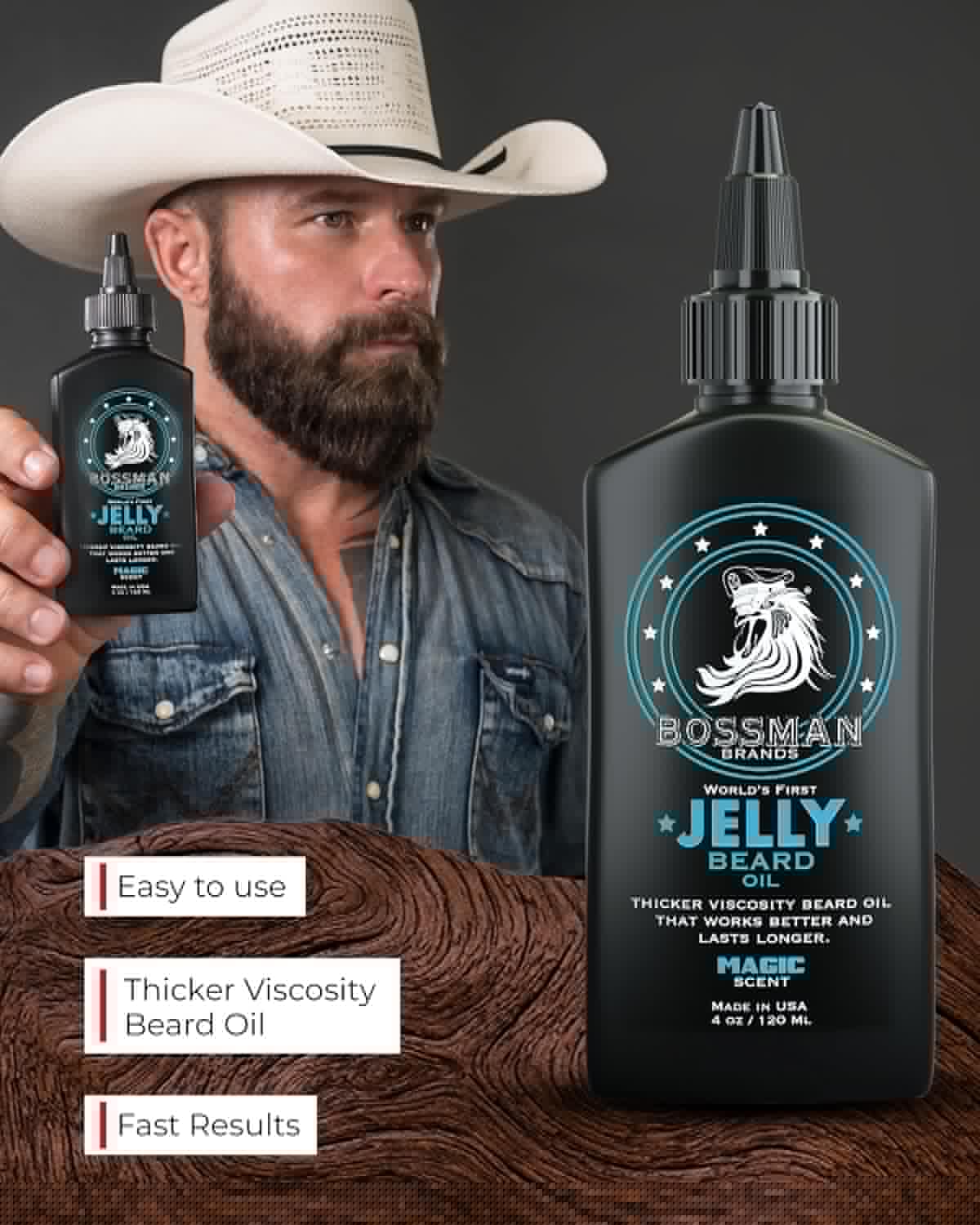Bossman Jelly Beard Oil - Magic Scent for Men | Softens, Moisturizes & Conditions (4 oz)