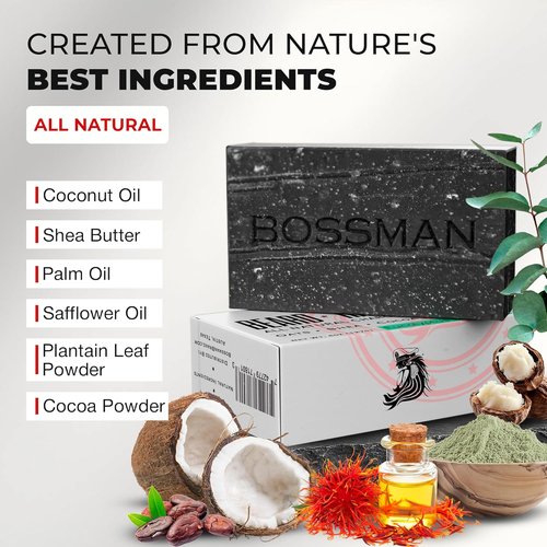 Bossman 4-in-1 Charcoal Soap Bar - All-Natural Men's Grooming Solution | 4 oz Eucalyptus & Tea Tree Scent