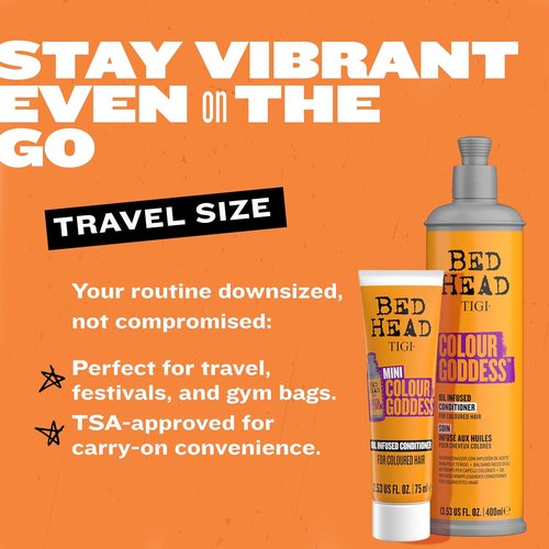 Bed Head by TIGI Colour Goddess Conditioner - Oil Infused Formula for Color Treated Hair | Travel Mini, 2.53 fl oz