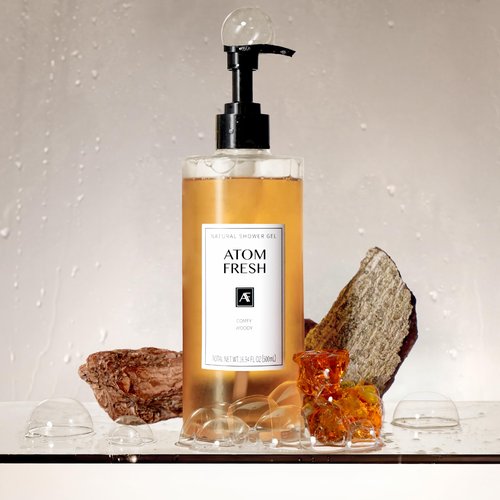 Atom Fresh Refined Edition Body Wash for Women, 16.94 fl oz Natural Moisturizing Shower Gel with Soapberry and Argan Oil, Sulfate-Free Cleanser for Dry Sensitive Skin