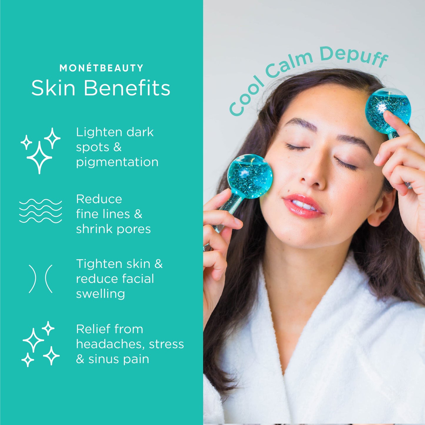 MonétBeauty Ice Globes for Face, Freezer Safe and Highly Effective Facial Globes for Daily Beauty Routines, Face Roller to Tighten Skin, Reduce Puffiness, Enhance Circulation and Complexion (Purple)