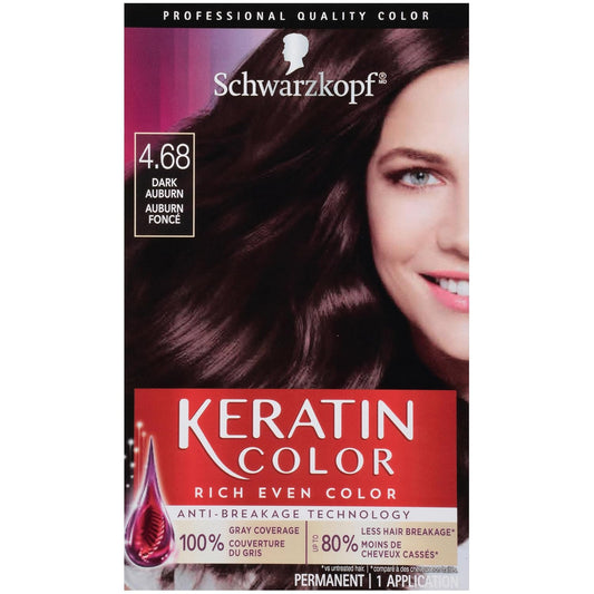Schwarzkopf Keratin Color Permanent Hair Color Cream - 4.68 Dark Auburn, 1 Kit for Vibrant Color