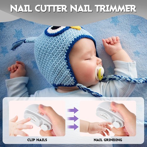 3 in 1 Automatic Electric Nail Clipper Polishing, Electric Toenail Trimmer Clippers for Seniors Adult, Safe Convenient Electric Nail Trimmer Cutter Nail File Clip Storage 2 Speeds, White