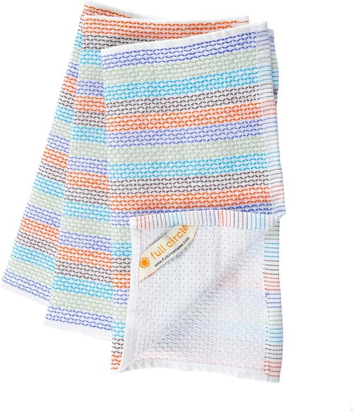 Full Circle Tidy Organic Cotton Dish Cloths - Absorbent & Eco-Friendly Kitchen Towels - Red