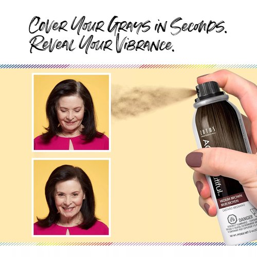 AGE Beautiful Root Touch Up Hair Color Spray - Temporary Gray Concealer | Adds Volume & Covers Thinning Patches