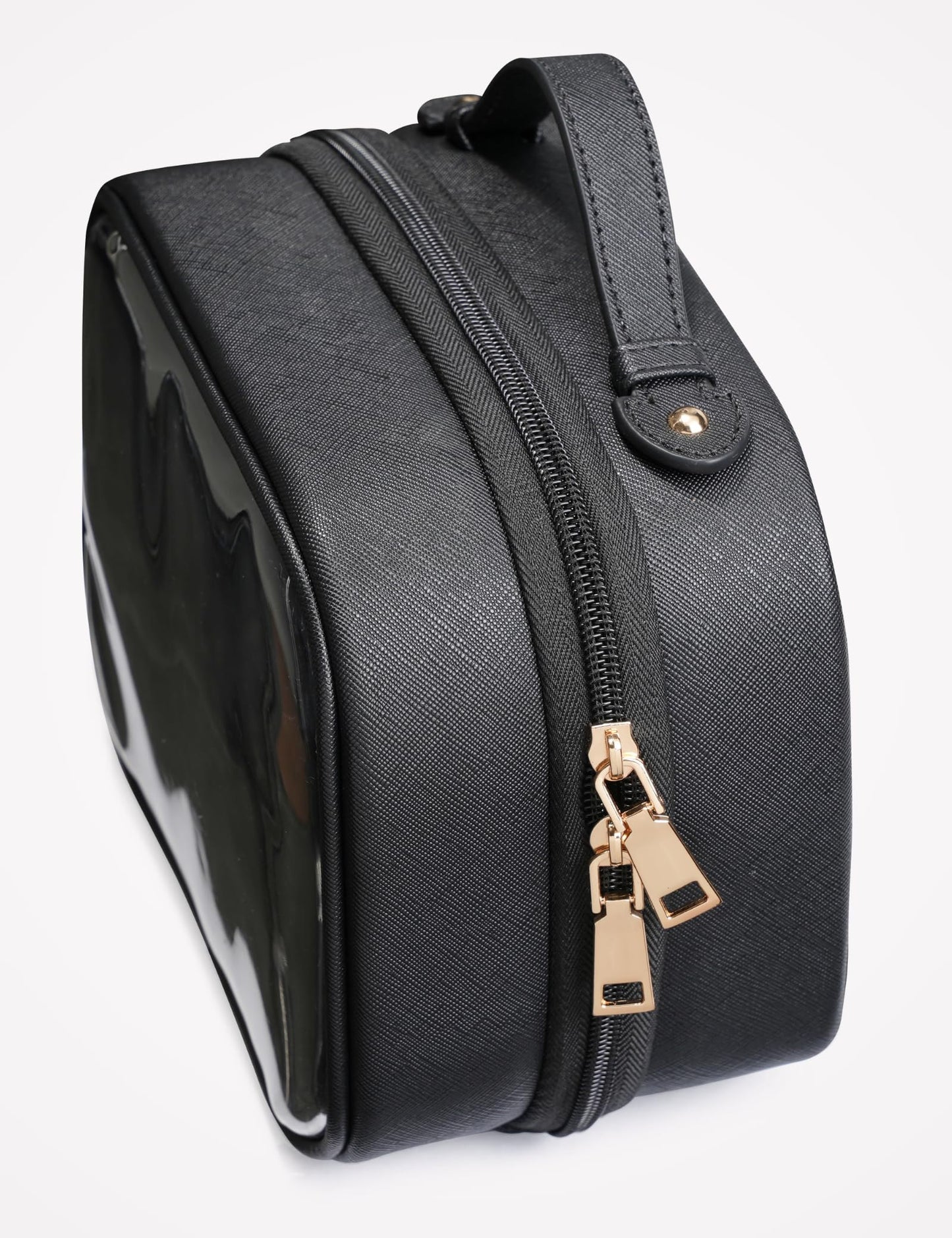 Oaque Clear Cosmetic Bag Double Layer Travel Toiletry Bag Clear Makeup Bag Case with Zipper Transparent Travel Bag for Toiletries, TSA Approved Toiletry Bag for Women Girls (Black)